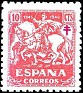 Spain - 1945 - Pro Tuberculous - 10 CTS - Red - Spain, Pro Tuberculosos - Edifil 993 - Pro Tuberculosis. Red Cross of Lorraine - 0